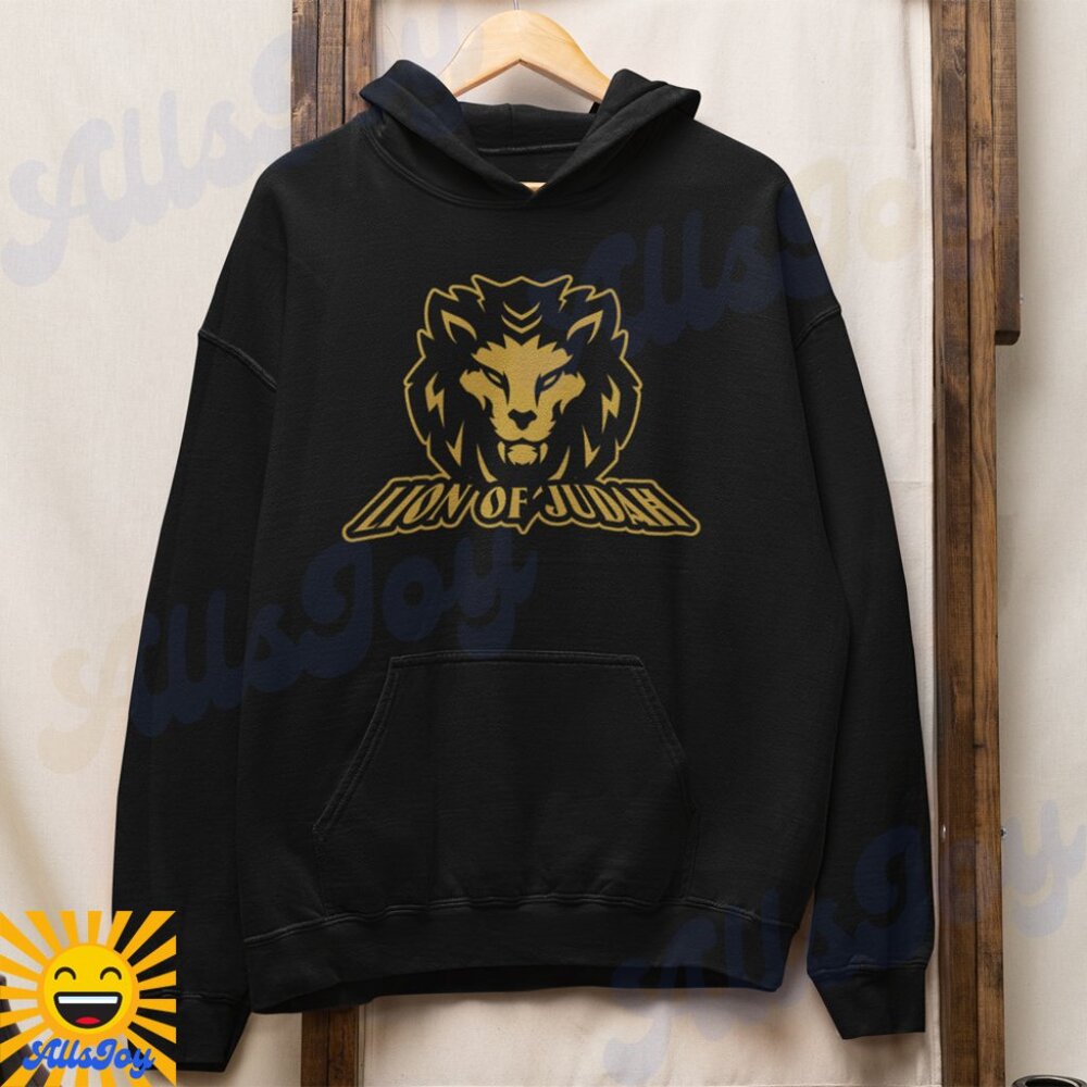 LION OF JUDAH Black Fleece Pullover Hoodie Sweatshirt